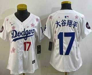 Womens Los Angeles Dodgers #17 Shohei Ohtani White Japanese 2025 Tokyo Series Limited Jersey